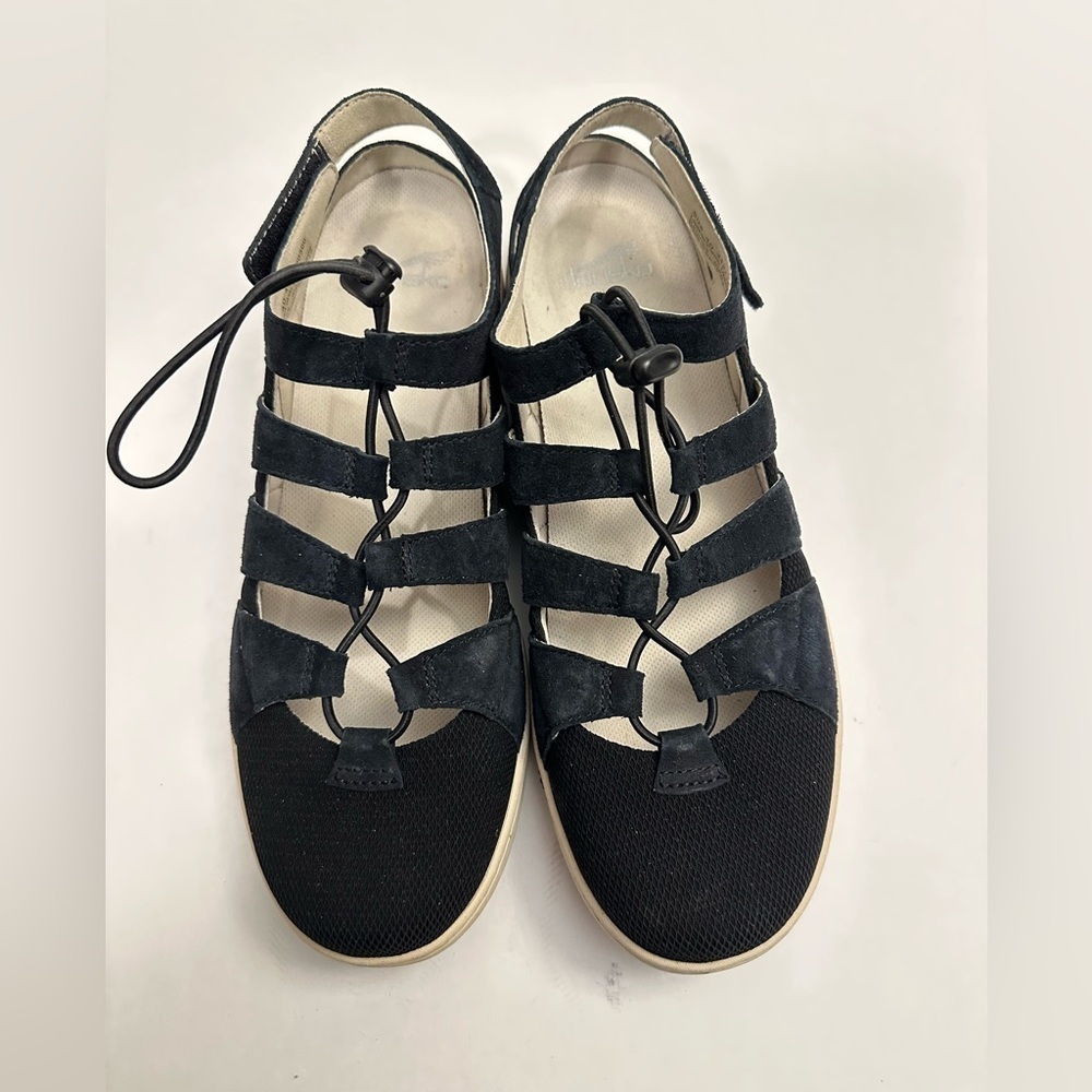 Dansko Women's Riona Black Suede Ghillie Sandal - Picture 3 of 16